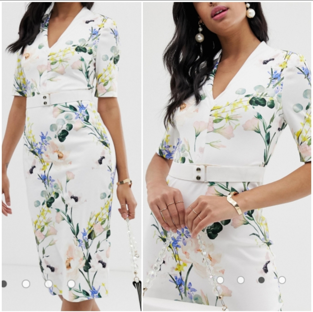 🍒NWT🍒 TED BAKER FLORAL BODYCON MIDI DRESS - Picture 6 of 11